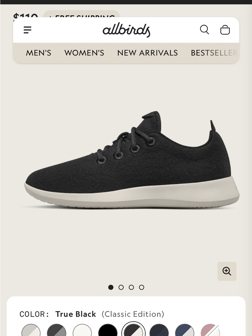 Allbirds Men's black Wool runners